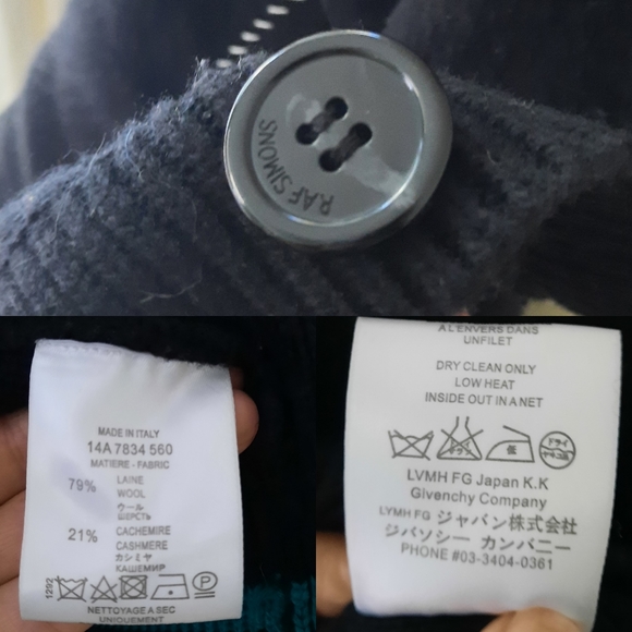 beautiful RAF SIMONS GIVENCHY Oversized Knit Wool Cashmere Blend Cardi Sz L - Picture 6 of 6